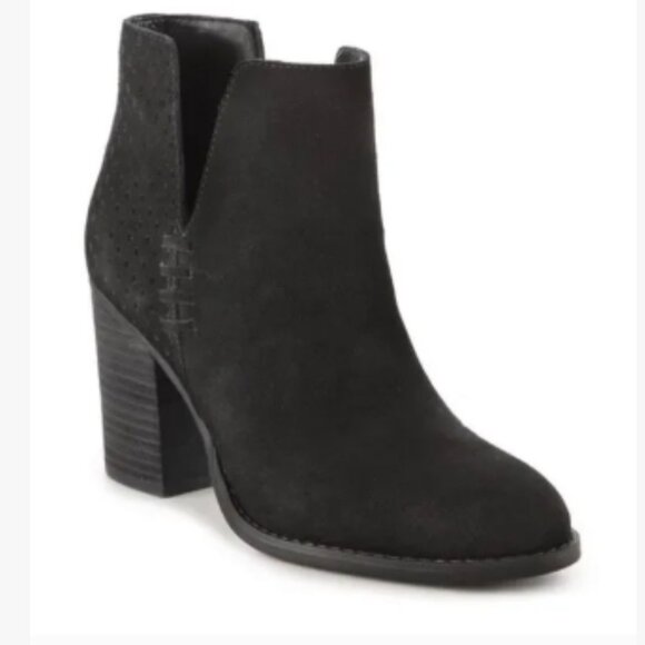 Steve Madden Ankle Boots Womens 7 Black Suede Chunky Block Heel Western Booties - Picture 1 of 10